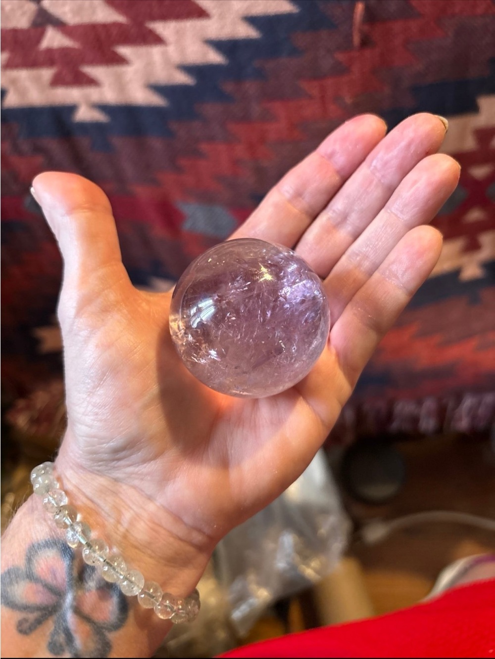 Handheld Lavender Crystal Sphere - Purple Accent